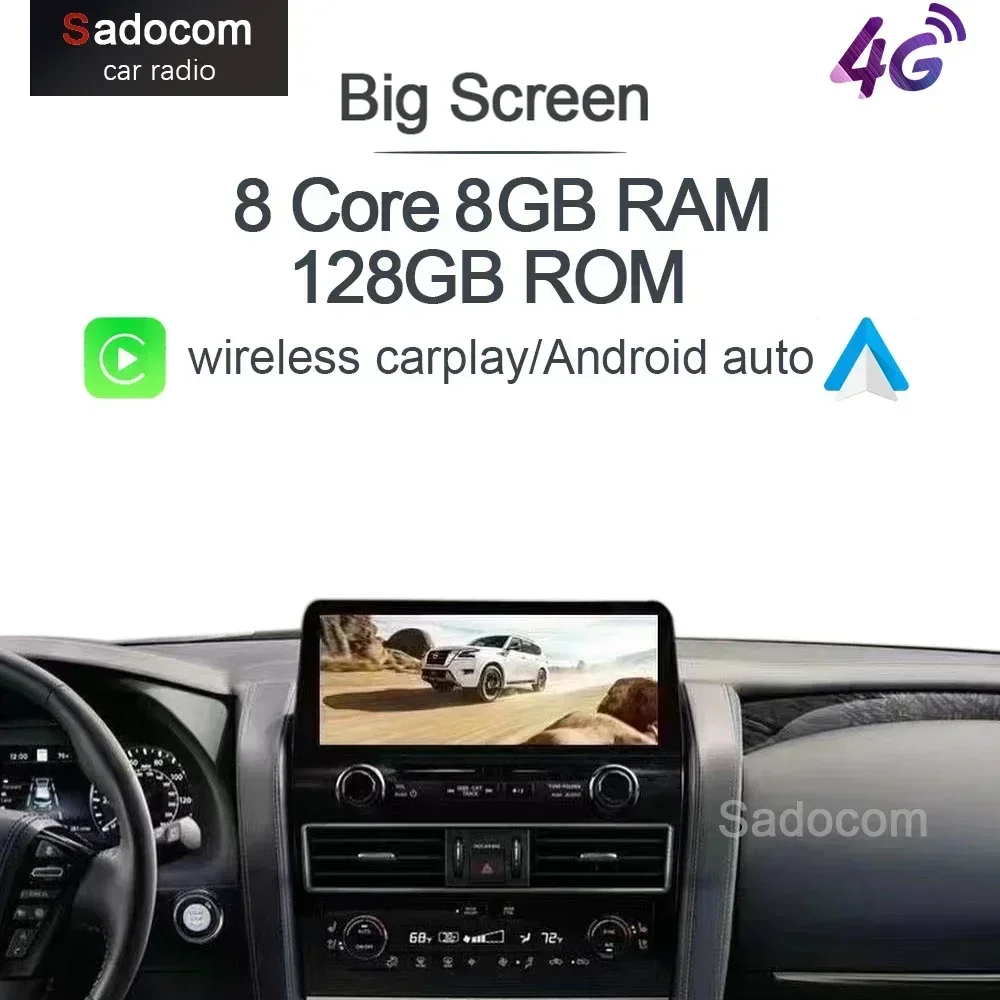 

Carplay Auto Android 12.0 8G+128G Car DVD Player RDS Radio GPS WIFI Bluetooth For Nissan Armada Patrol Royale SL Y62 QX80 QX56