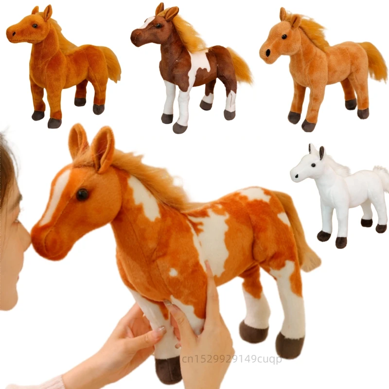40/50cm Simulation Horse Plush Doll Pillow Brown Steed Spotted Horse Animal Stuffed Toy Home Decoration Gift For Boys And Girls