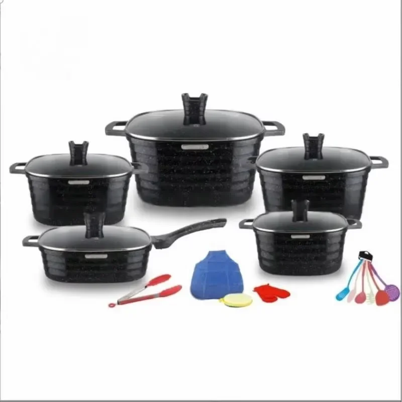 10-piece set of square pots and pans, non-stick die-casting set, kitchen essentials, kitchen accessories, non-stick cookware