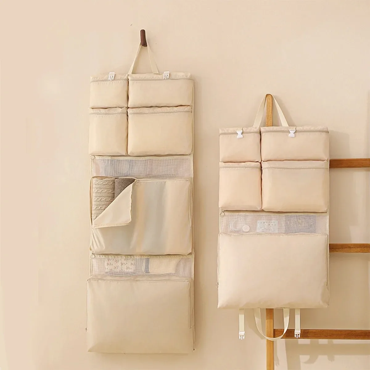 

1PC6/8 Grid Hanging Wardrobe Storage Hanging Bag For Business Trips Foldable Underwear Socks Classification Storage handbag