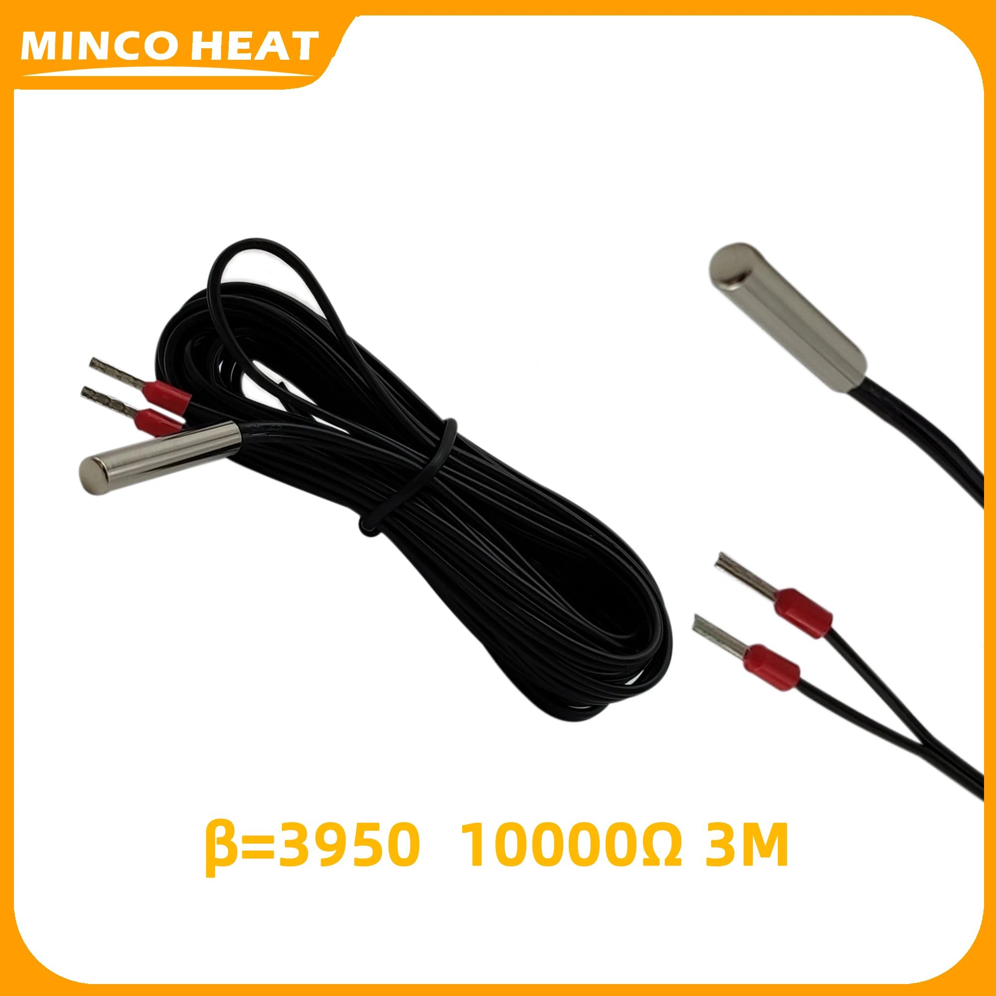 Minco Heat NTC 3950 3435 Sensor Probe for Thermostat 10K Ohm 2m 3m Waterproof Metal Plastic Optional