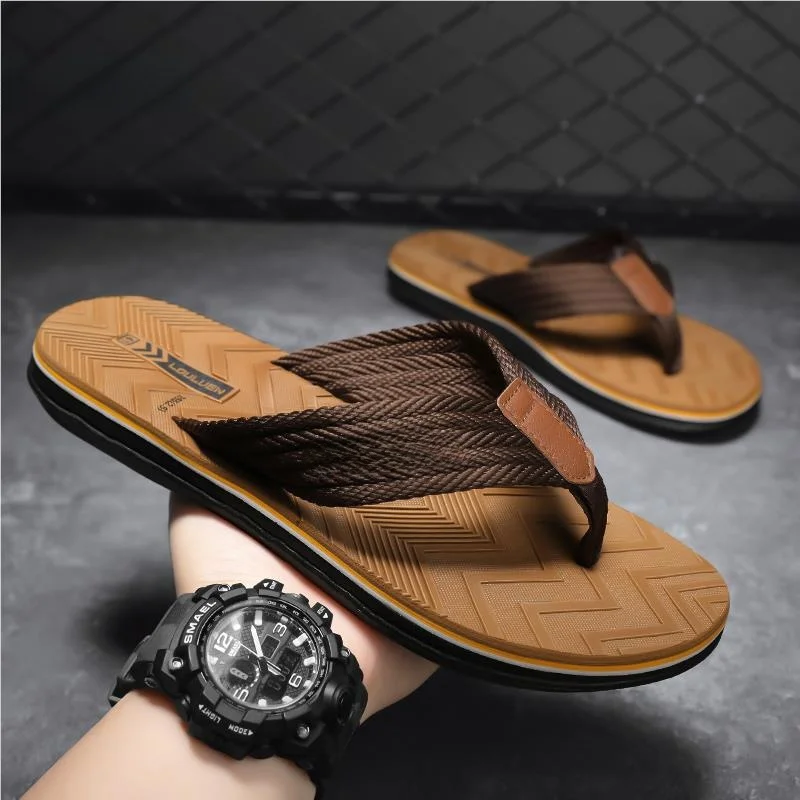 

Men's Summer Outdoor Sandals Anti-Slip Flip Flops Beach Slippers Luxury Sle Hollow out Design Breathable Comfortable Slip-On