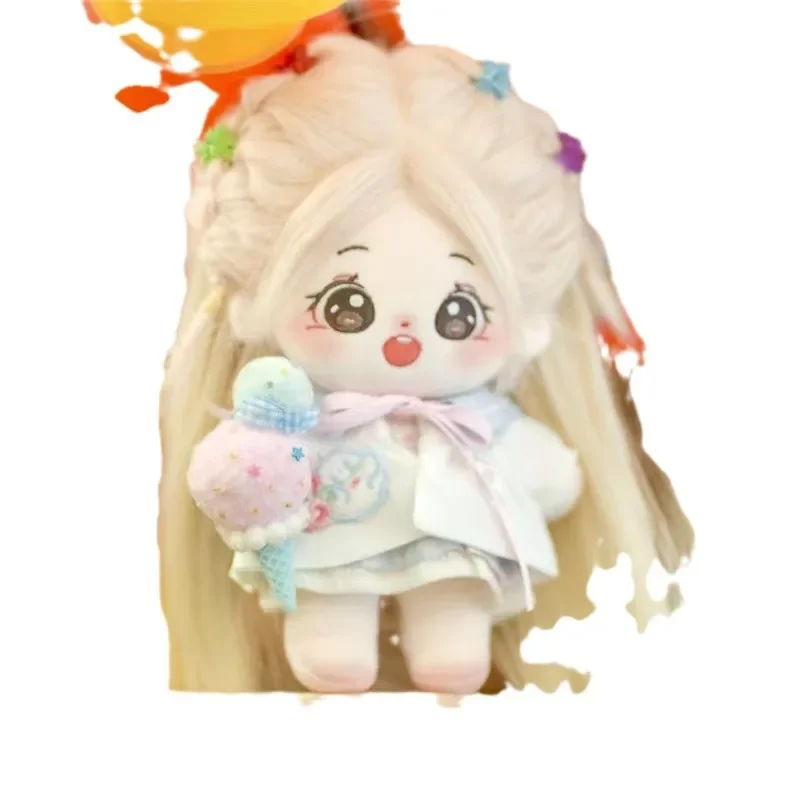 20cm long hair Kawaii Plush Cotton Doll Idol Stuffed Super Star Figure Doll Can Change Clothes Gift