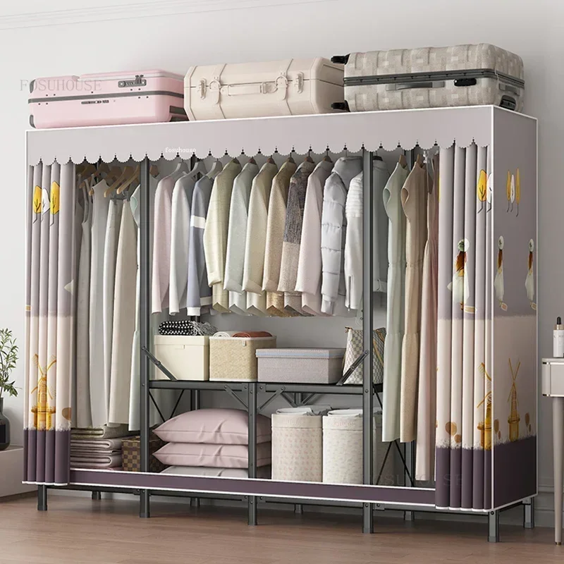 Simple Folding Wardrobes Installation-free Bedroom Household Steel Cloth Wardrobe Rental Room Durable Storage Cabinet Wardrobe