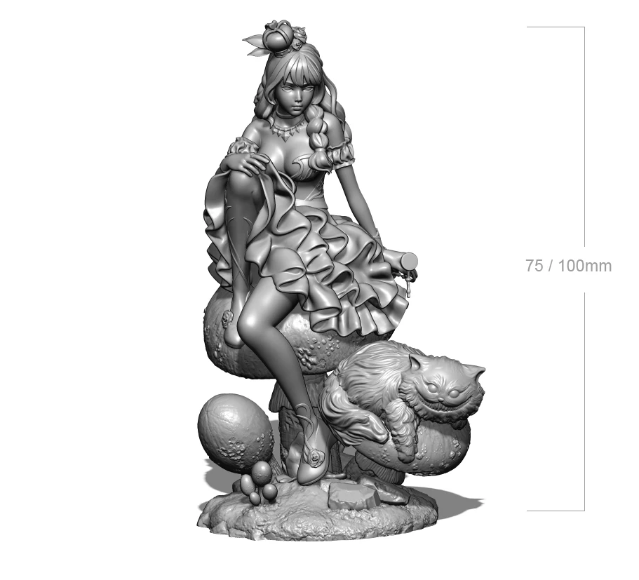 modelo de resina para meninas e gatos figura de impressao 3d de 24 75 mm 18 100 mm sem cores 01