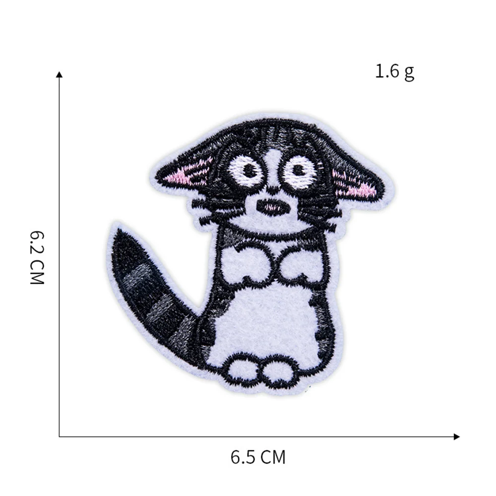 Cute Cartoon Middle Finger White Cat Patches for Clothing Iron on Embroidered Patch Punk Motif Applique Stickers on Clothes