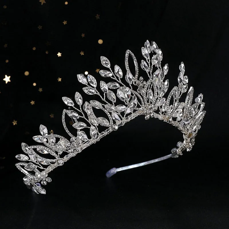 SLBRIDAL Handgefertigte Strass-Kristall-Perlen Braut-Tiara Stirnband Hochzeit Brautjungfern-Krone Frauen Mädchen Haarschmuck Accessoires – Detail 11