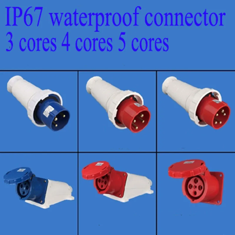 125A waterproof IP67 Industrial Plug Socket 3P/4P/5Pin Electrical Connector Power Connection Industrial Plug 220V 380V  415V