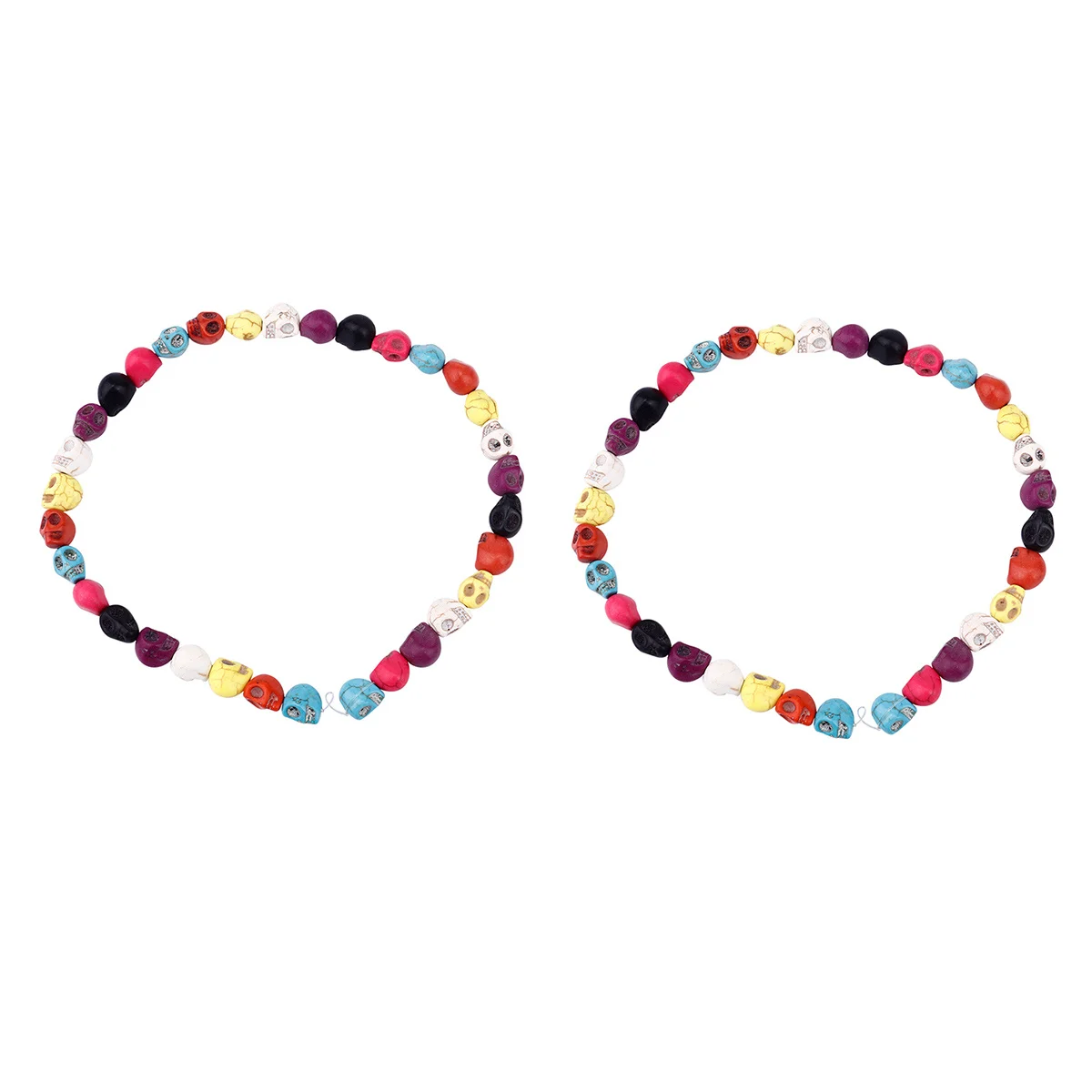 

2Pcs Skull Head Carved Spacer Beads Loose Stone DIY Jewelry Accessories Halloween Theme for Bracelets Necklaces Earrings