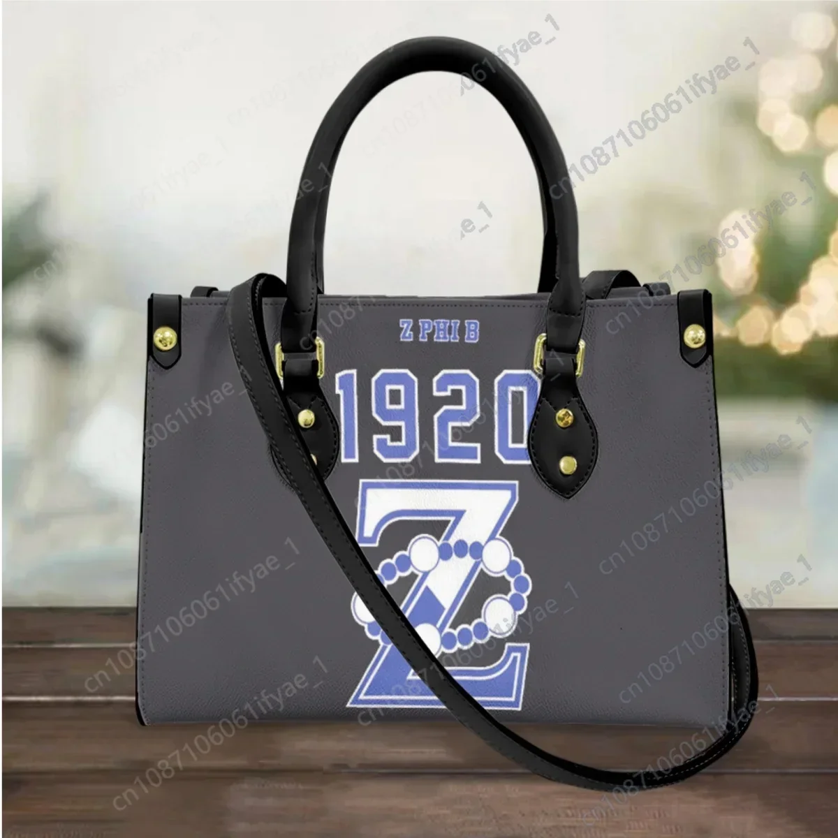 New Cross Body Bags Female 1920 Zeta Phi Beta Print Top Handle Shoulder Bag Vintage PU Leather Fashion Totes Handbags Sac à Main