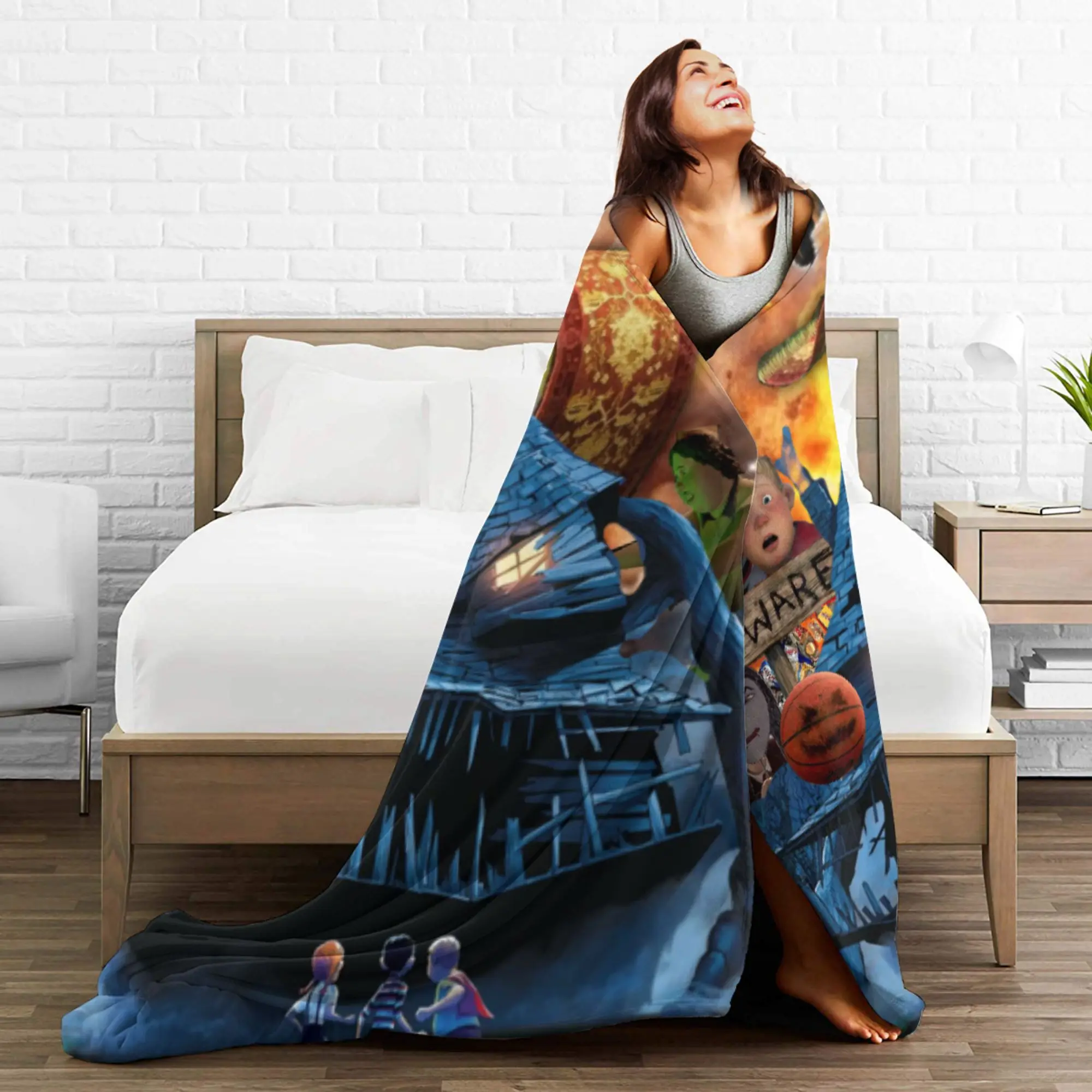 فيلم الرسوم المتحركة مونستر هاوس رمي بطانية للأريكة لينة غامض بطانية قطيفة 50x60 بوصة أحجام متعددة المفرش جميع المواسم #6