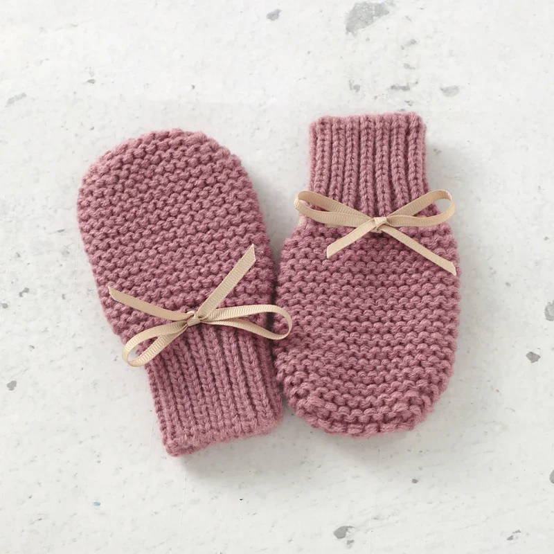 Baby Shoes + Gloves Set Knit Toddler Infant Slip-On Bed Shoes Hand Made Newborn Girl Boy Cute Boot Mitten Fashion Butterfly-knot