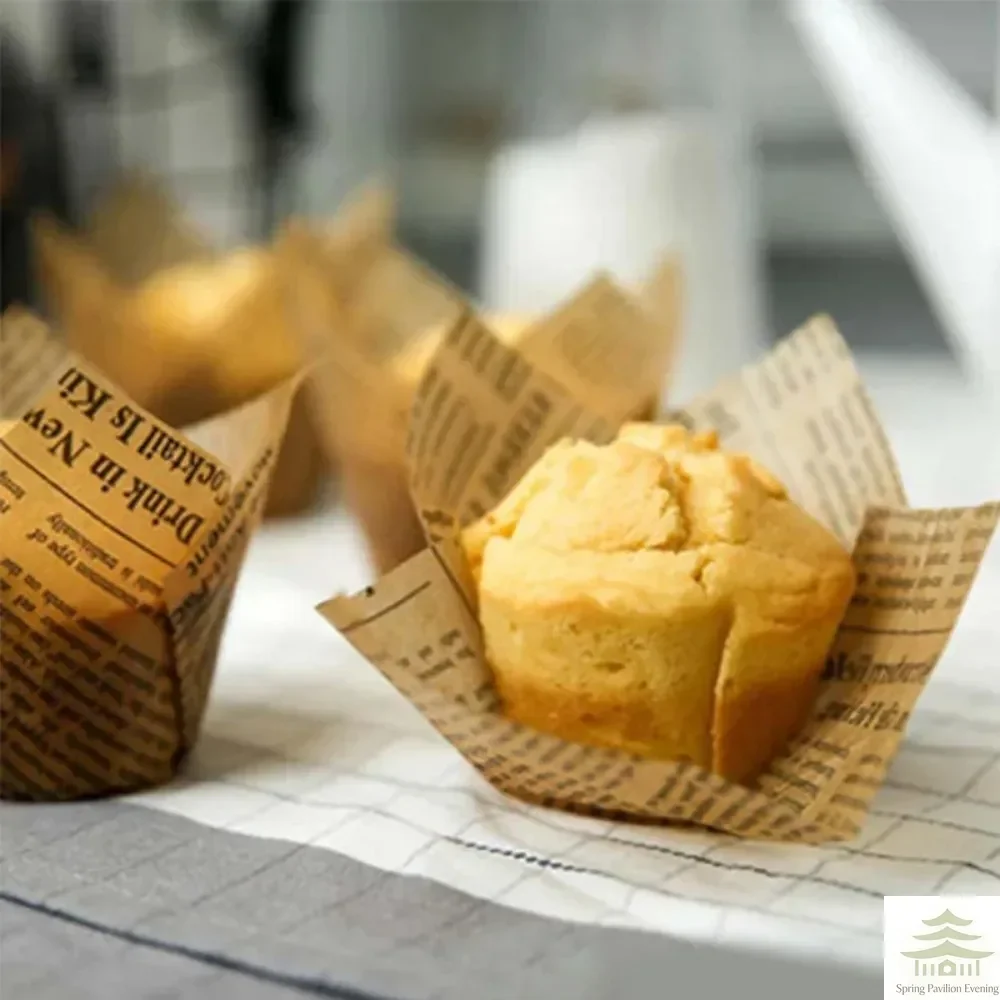 50pcs Newspaper Style Baking Cup Cupcake Liner Cupcake Wrapper Molde Cupcake Paper Cups Bakeware Tool for Wedding Birthday Party