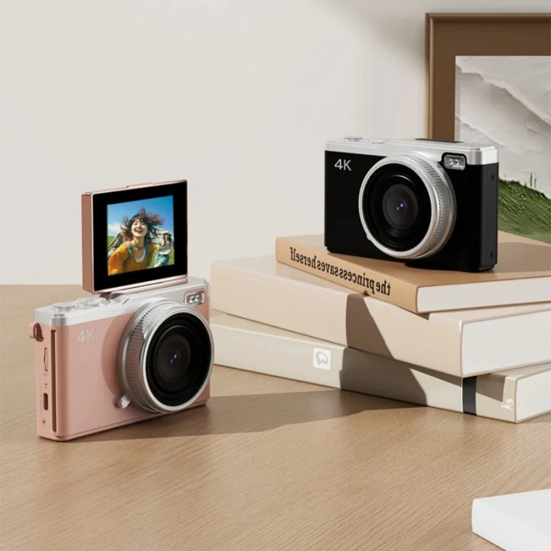 

1 шт., цифровая камера CCD в стиле ретро, HD, передняя и задняя, двойная видеокамера, разрешение 64 мегапикселя, портативный откидной экран