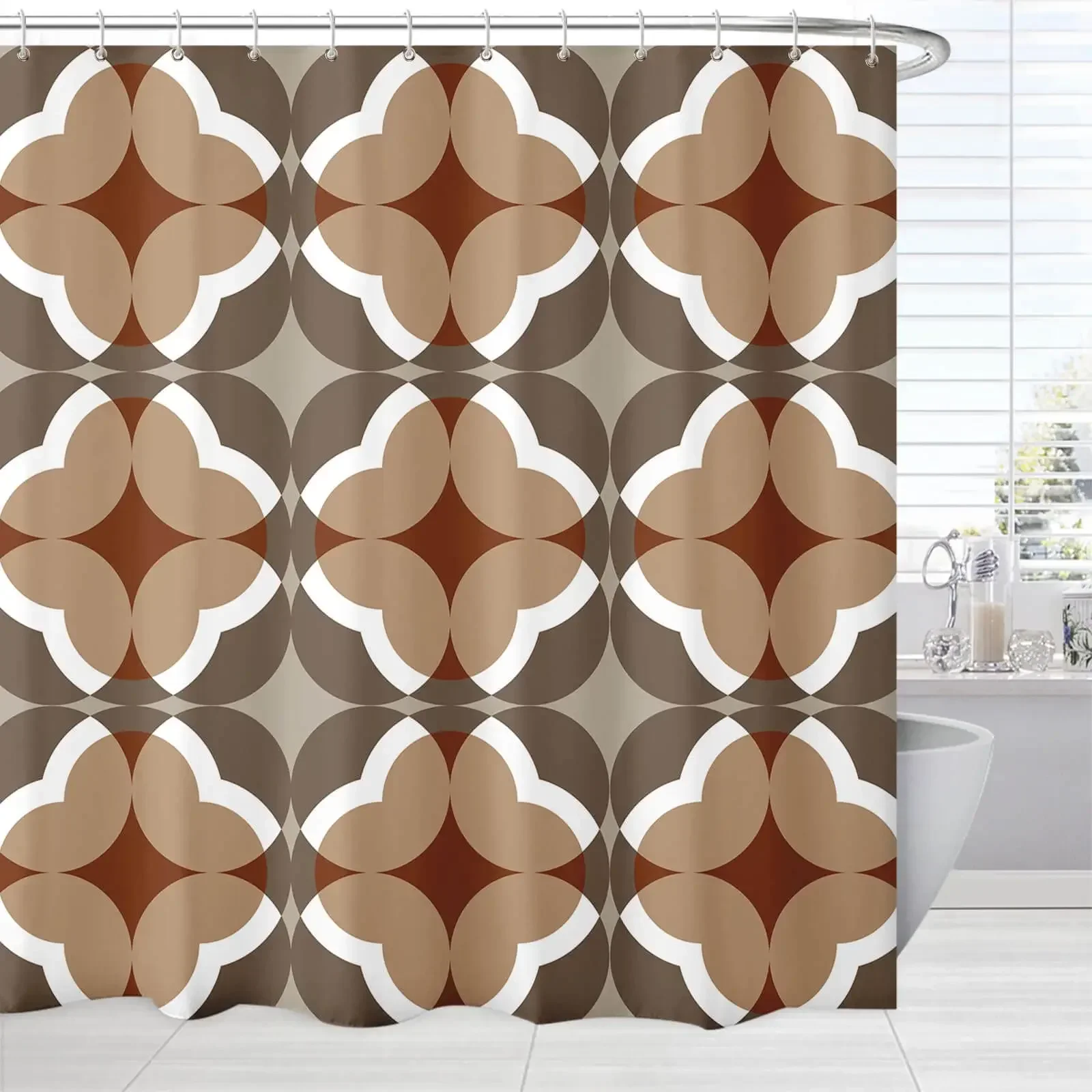 Brown Bathroom Shower Curtains Grey and Beige Shower Curtain Abstract Tan White Geometric Pattern Shower Curtain Bathroom Decor