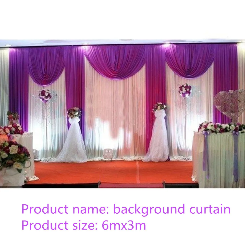 10ftx20ft Length Backdrop Wedding Decoration Party Stage Wedding Decorative Backdrop Background Curtain Swags Ice Silk Fabric