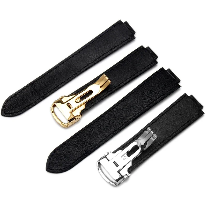 Correa de lona de nailon para Cartier, correa de reloj de caballero negro, interfaz convexa, accesorios para hombre, pulsera de 20,12mm