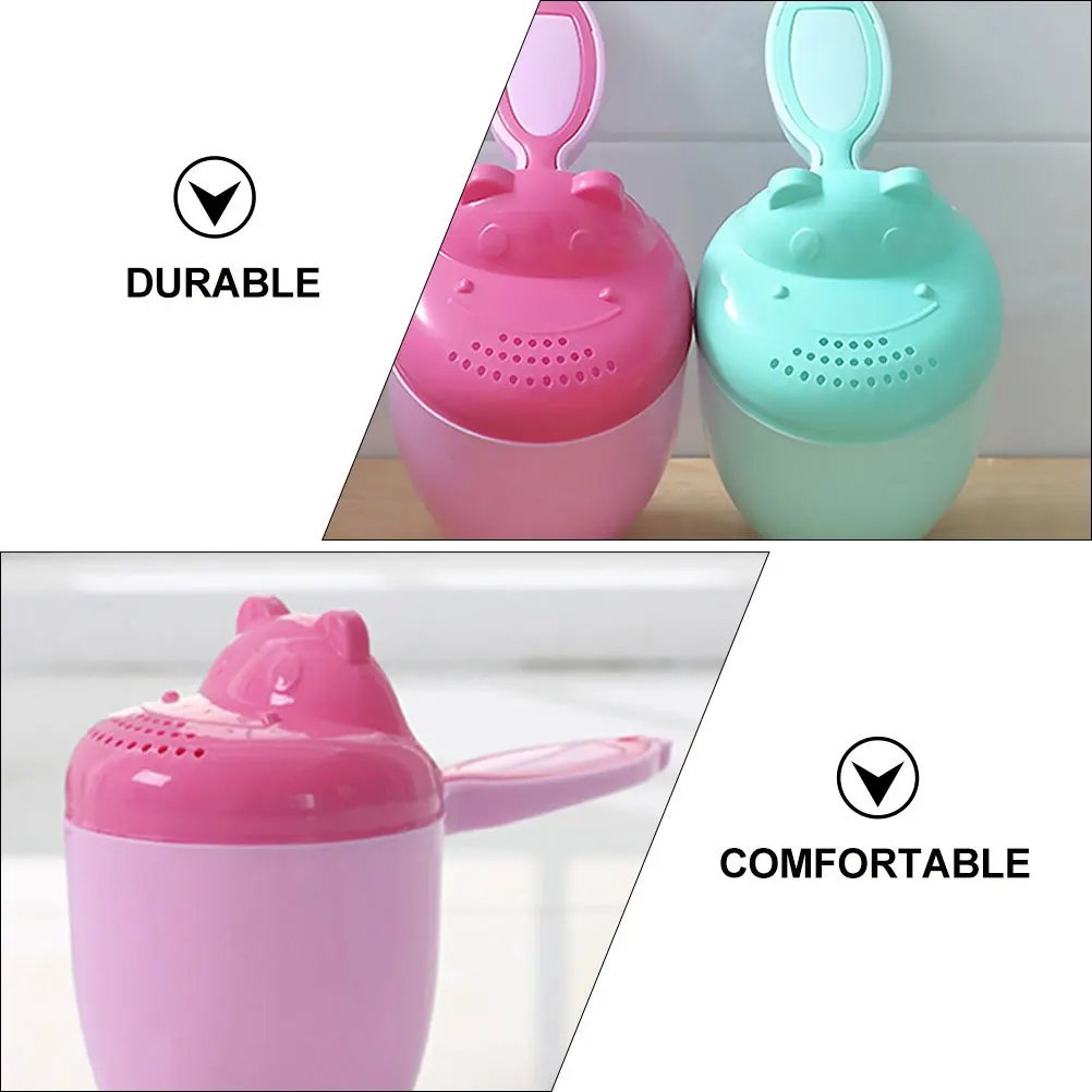 4Pcs Baby Washing Cup Cartoon Shampoo Rinser Easy Use Durable PP Material Kids Bath Shower Cup Baby Spoon Shower
