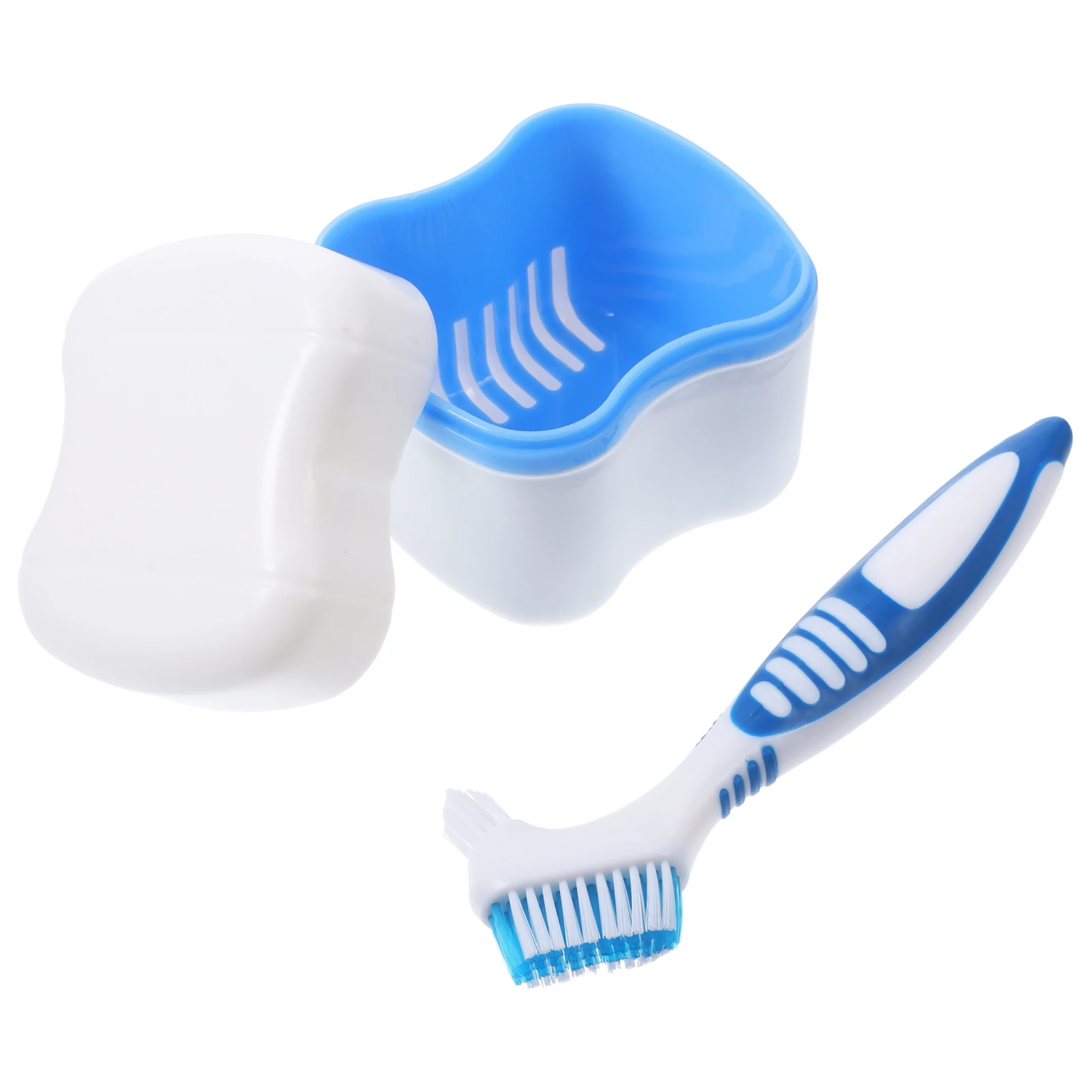 

Denture Toothbrush PP Soft Rubber Travel Size Cleaning Partial Full Dentures Eco Friendly Material Large Storage Space Double