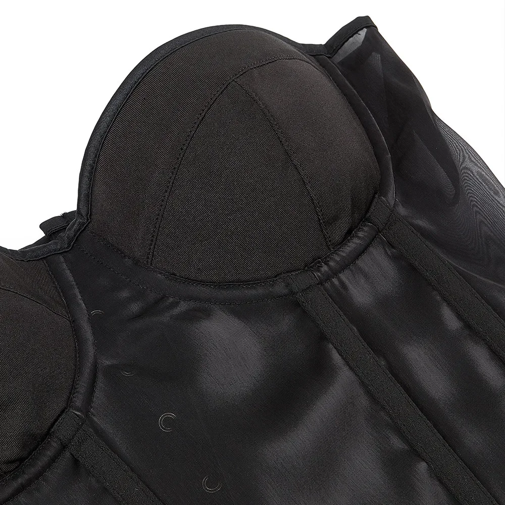 Women\'s Evening Corset Overbust With Bra Lingerie Transparent Mesh Breathable Lace Up Corsets Woman Top Black Bustier