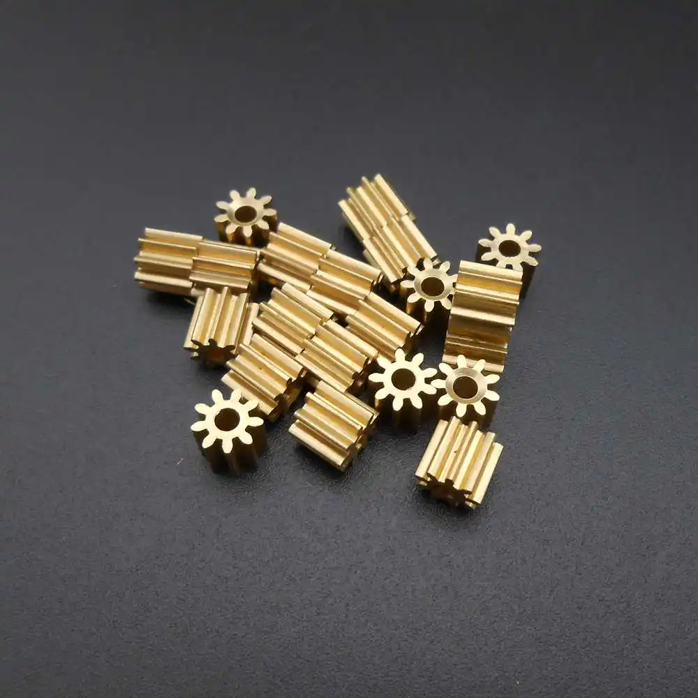 1000Pcs/Lot 0.5M Brass Gear 0.5 Modulus 9 Teeth Aperture 2mm 1.95MM 9T 2A Pinion  DIY Model Accessories Height 5MM X Dia.5MM 92A