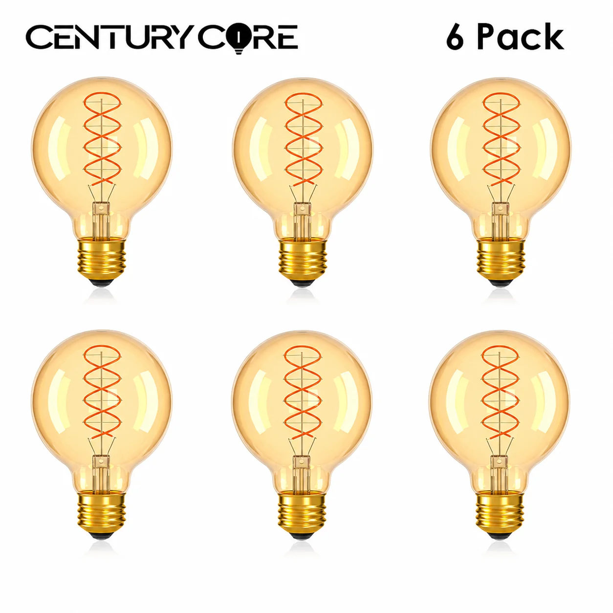 Vintage G80 LED Globe Bulb E27 Amber Colorless Glass Spiral Filament 2700K Warm White Flicker Free Decorative Lamp for Home Cafe