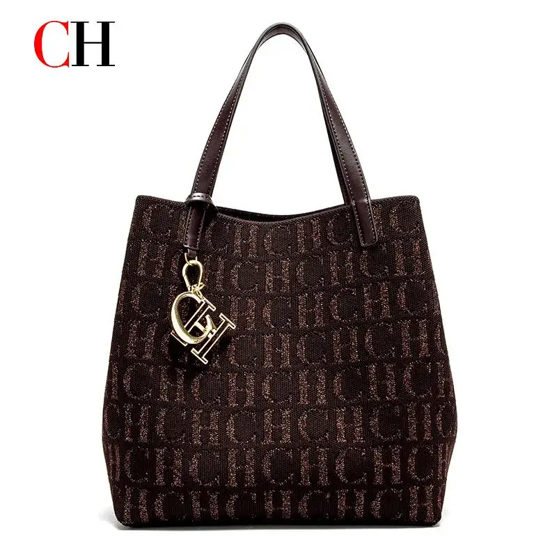 ch-trendy-solid-color-women's-bucket-bag-large-capacity-letter-print-design-with-detachable-strap-inner-card-pockets-handbag