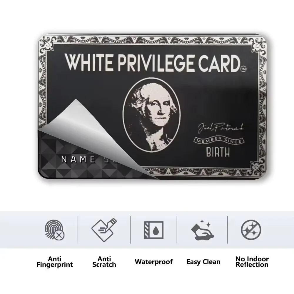 1/4Pcs New Funny White Privilege Debit Card Skin Sticker Decoration Stylish Bus Credit Card Sticker Protection Film Waterproof
