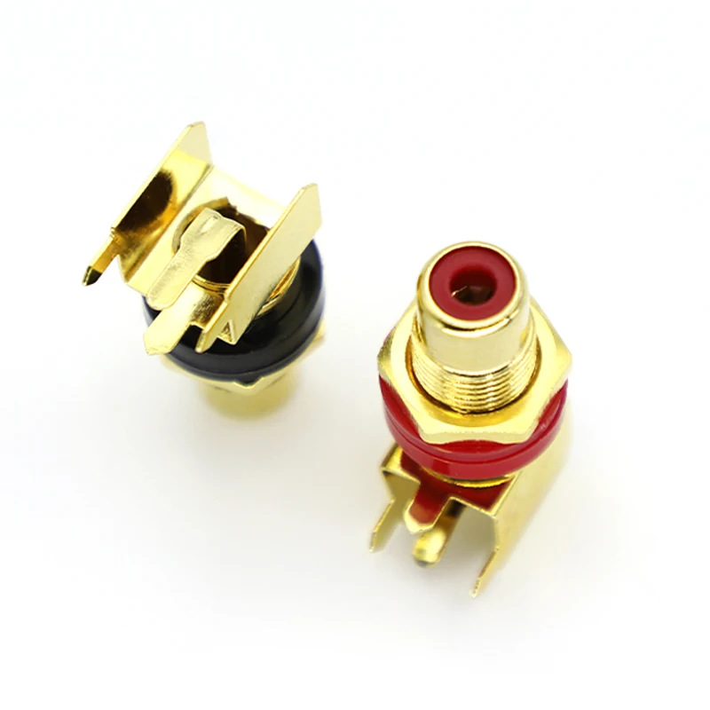 1/2PCS brass RCA female Socket Connector gold-plated solder plate extended RCA socket terminal for AV audio amplifier speaker