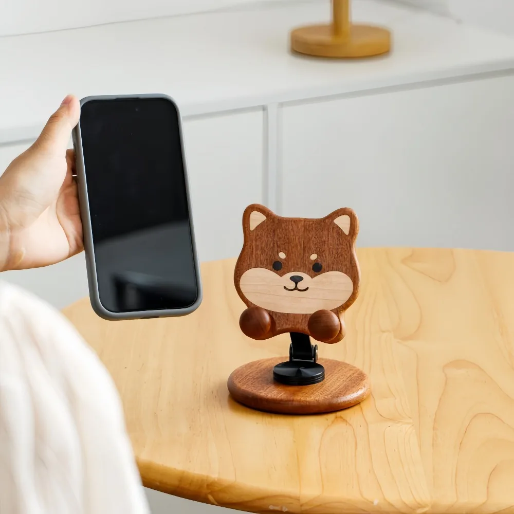 

Подставка для мобильного телефона в виде шиба-ину, креативная деревянная подставка для телефона в мультяшном стиле, настольное украшение, складная милая подставка-держатель для телефона, аксессуар