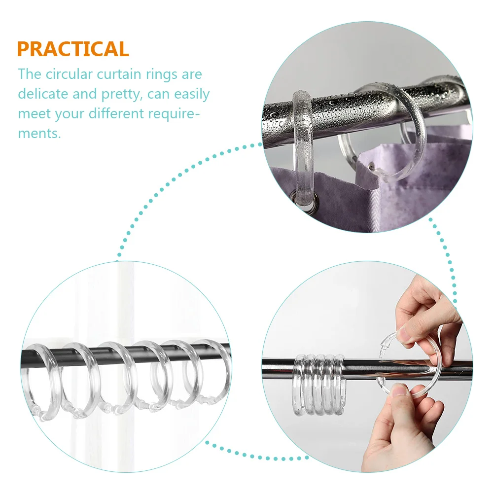 

24 Pcs Shower Curtain Hook Nickel with Hooks Curtains Rings Plastic Circular Hanging