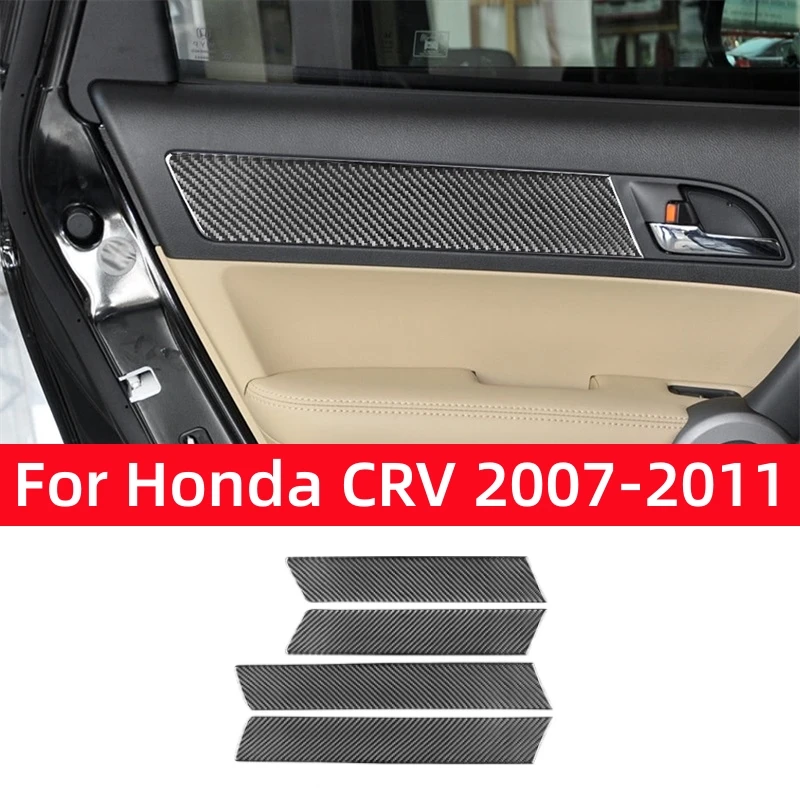 For Honda CRV 2007 2008 2009 2010 2011 Accessories Soft Carbon Fiber Interior Car Door Window Panel Strip Cover Trim Decoration