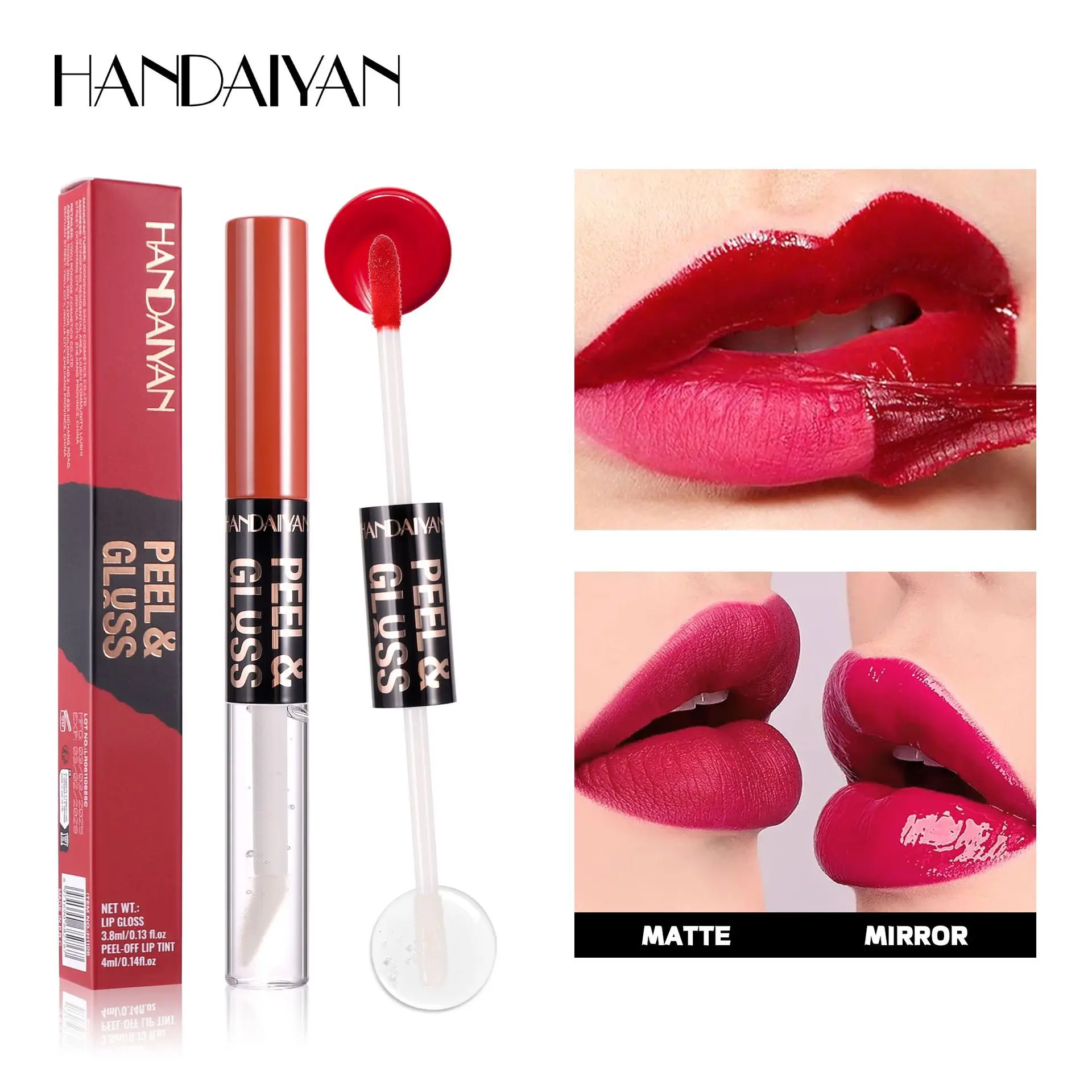 

2in1 Peel Off Lip Tint Matte Non-stick Cup Waterproof Lipstick and Moisturizing Lip Gloss Natural Lip Enhancer for Fuller Lips