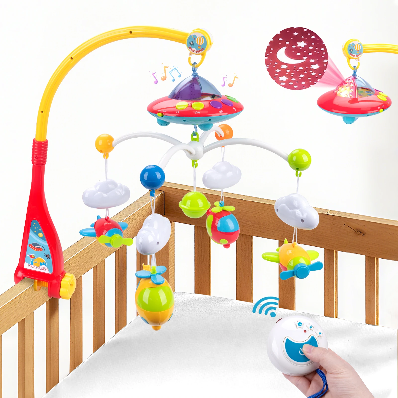 Musical Baby Crib Mobile with 108 Melody Lights Projection for Newborn Mobile for Crib Toys for Infants Remote Control Crib Toys