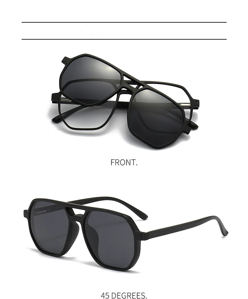 VCKA 6 In 1 Pilot Polarisierte Myopie Sonnenbrille 2025 NEUE Magnetische Clip Männer Frauen Gläser Optische Verordnung Brillen -0,5 bis -6,0 – Detail 8