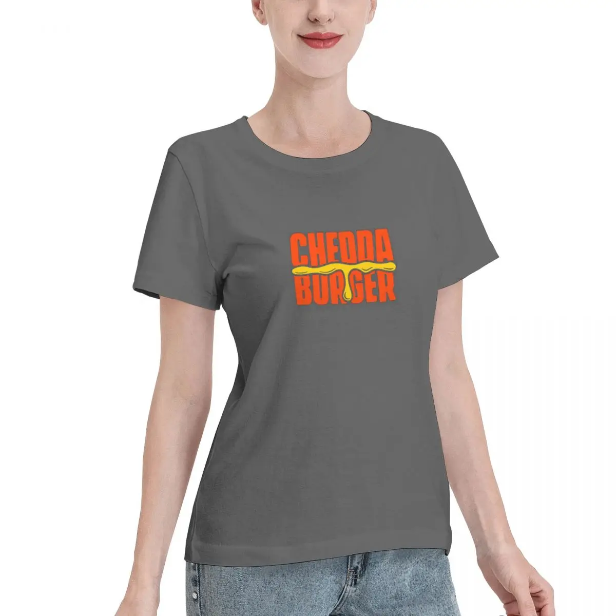 Summer Woman Cotton T-Shirts Chedda Burger Case Study Printed Short Sleeve Tees Fashion Female Clothes Comfortable Soft Street