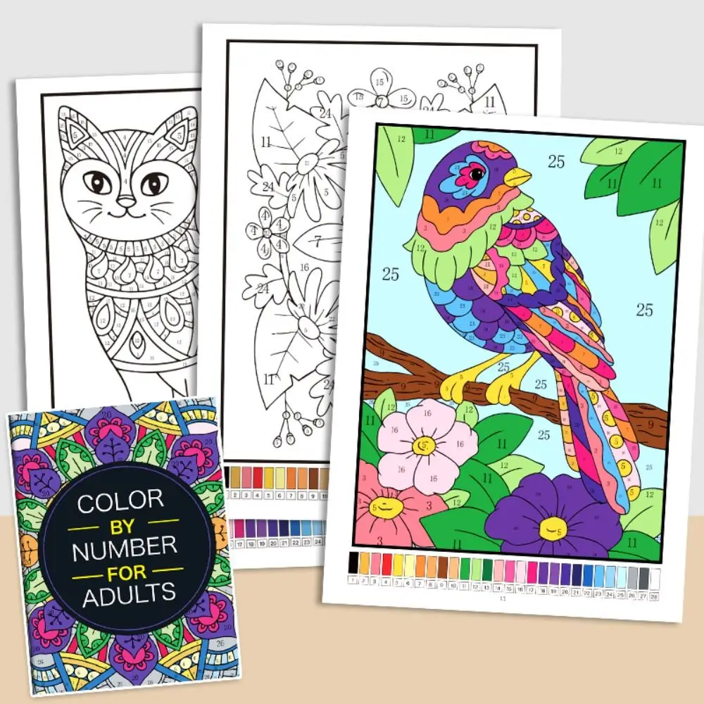 DIY Painting Color By Number Book Number Painting Anti-Stress Artistic Coloring Book Relaxation Hand Drawn Drawing Painting Book