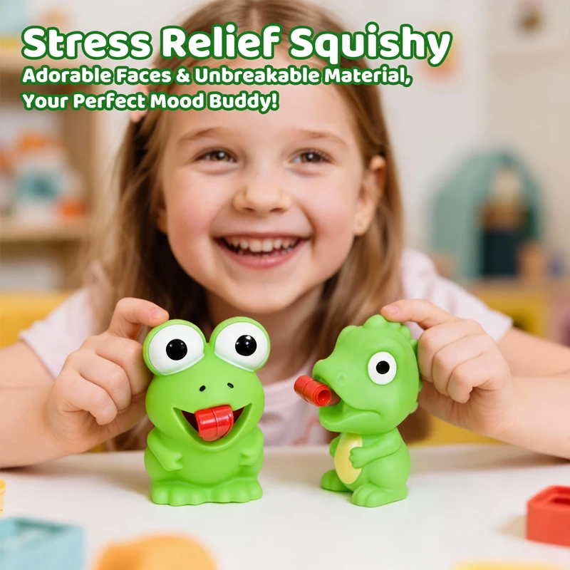 ของเล่นบีบไดโนเสาร์กบตลก ของเล่นสัตว์ดูดลิ้นสุดสร้างสรรค์ ของเล่นเสริมพัฒนาการสำหรับเด็ก ของเล่นบีบคลายเครียด ของขวัญคริสต์มาส