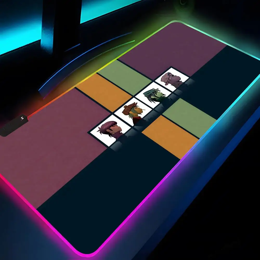 Rock Gorillaz Demon Days 마우스 패드 Rgb Xxl 노트북 매트 게임용 마우스 패드 백라이트 키보드 게이머 소녀 테이블 패드 데스크