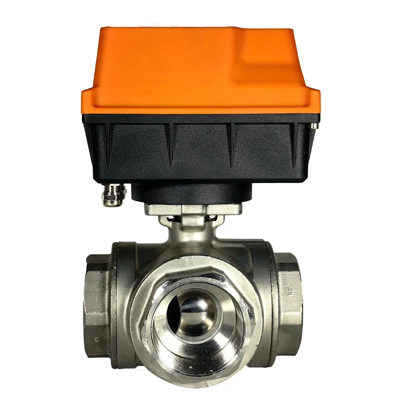 วาล์วบอลมอเตอร์อัจฉริยะ 3 ทาง ควบคุมการไหลตามอัตราส่วนอุณหภูมิ 24V RS485 วาล์วน้ำแบบรีโมท รองรับการปรับแต่ง OEM