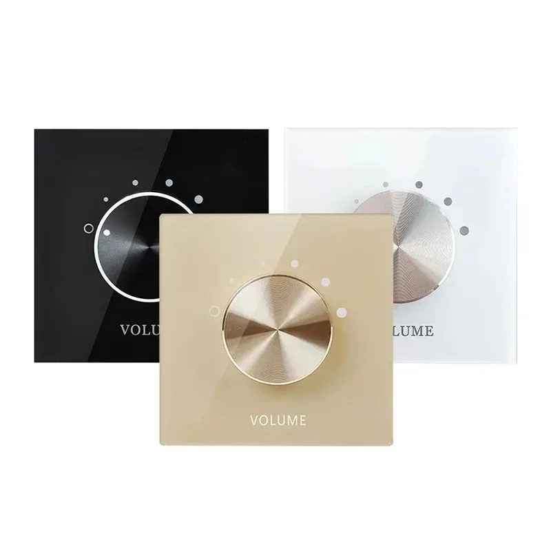 For 2 Channel Wall Volume Controller, 2×50W 4-8Ohm Knob Switch Background Music Audio Wall Mount Panel