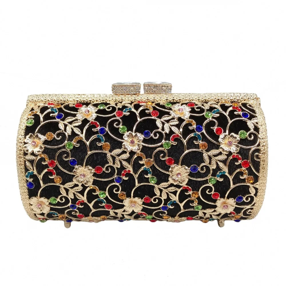 Fukong Metal Diamond Dinner Bag Large Capacity Hard Box Handbag Banquet Women's Evening Dress Bag Pochette Elegante Da Cerimonia