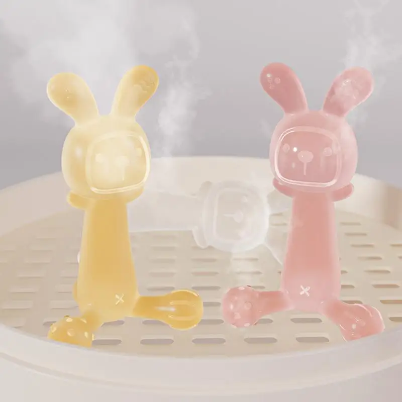 Teething Toys Rabbit Shaped Teething Toys for Babies 3 Months Soft Q-Elasticity Silicone Teether to Soothe KidsEmotions