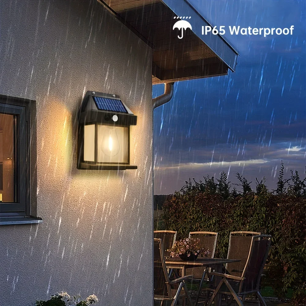 

Outdoor Waterproof Solar Lamp Automatic Sensing Synthetic Tungsten Filament Lamp Ip65 Garden Courtyard Terrace, Porch Wall Lamp