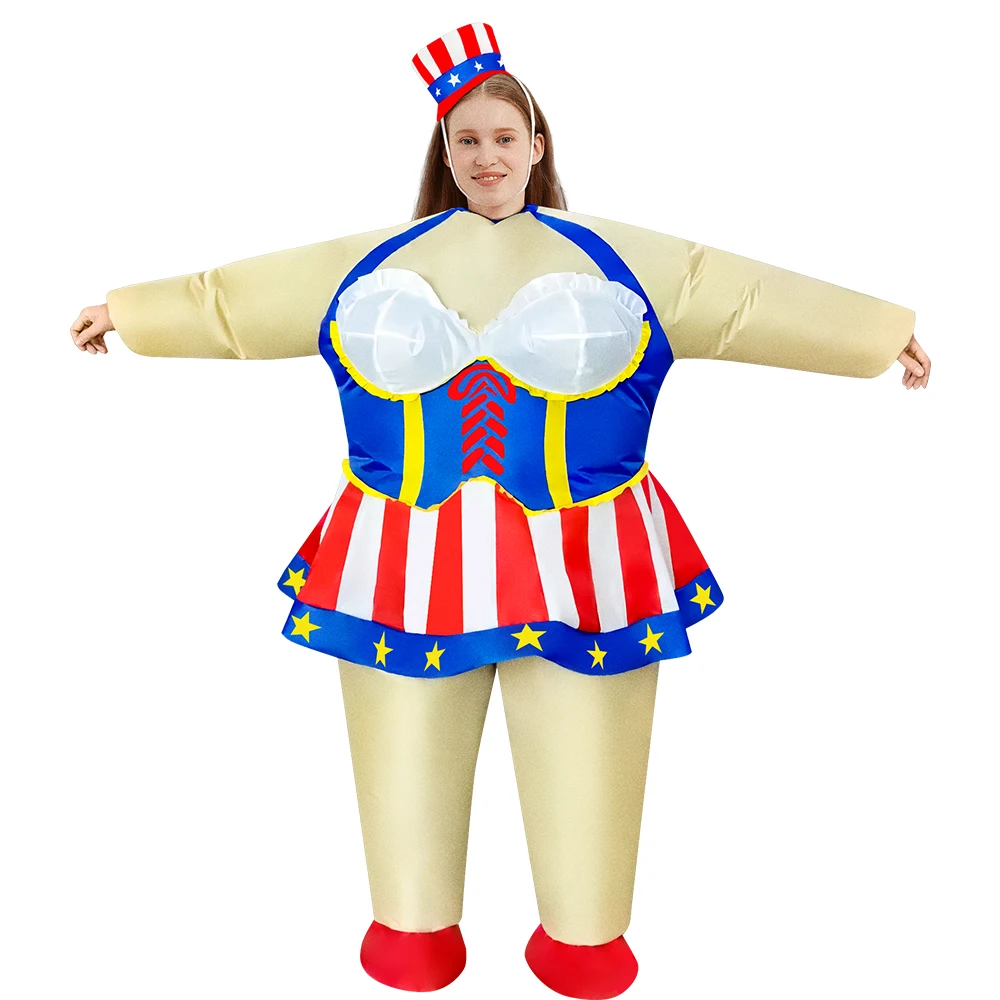 American Independence Day Outfit Carnival Inflatable Costume Adult's Festival Clothing Funny Dress Up Suit Atmosphere Props 2024