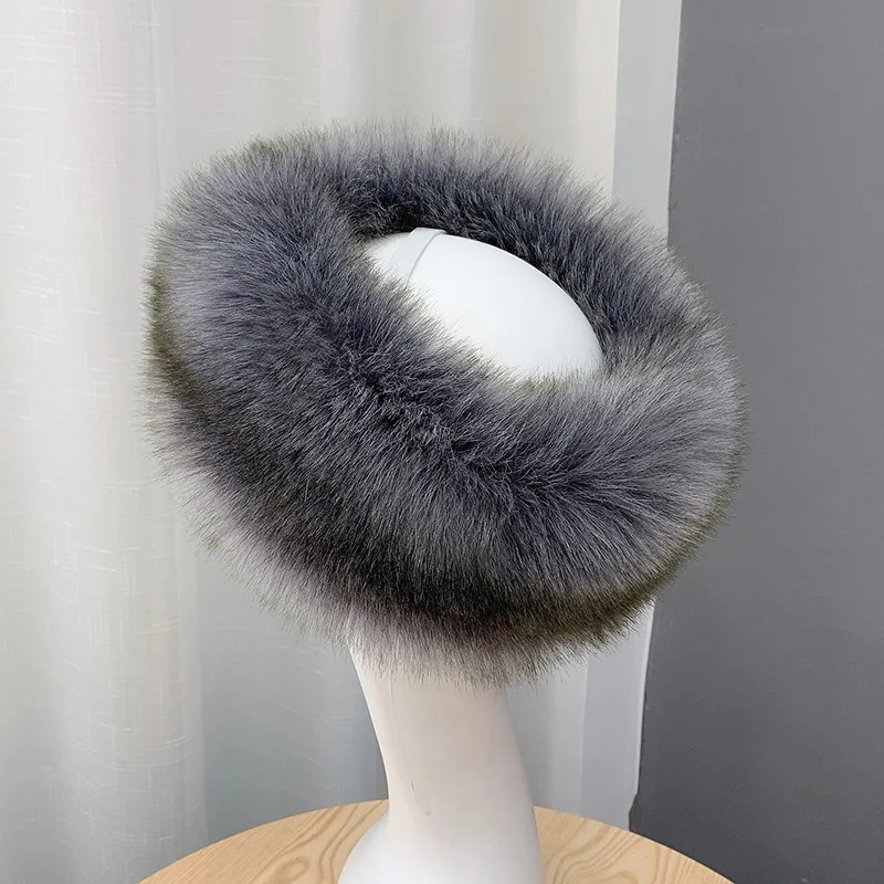 2024 Winter Thick Warm Furry Hairband For Women Girl Fashion Fluffy Faux Fur Russian Hat Headband Outdoor Warmer Ski Beanie Hats