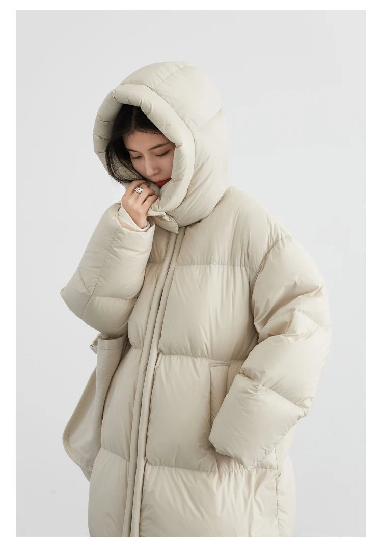 CHIC VEN Women Long Down Coats Hooked Loose New Solid Woman Down Jacket Thick Soft Warm Female Overcoat Autumn Winter 2025
