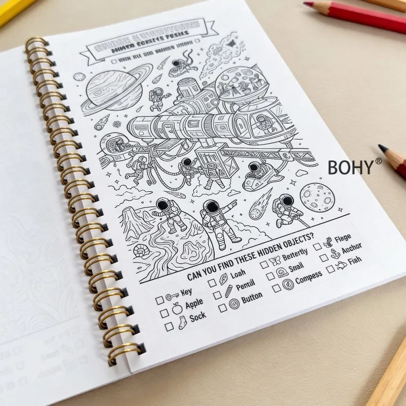 1 Puzzle Game Book, Suite for Adults/teenagers To Relieve Stress, with Rich Hand Drawn Scene Patterns, Total of 25 A5 Size Pages