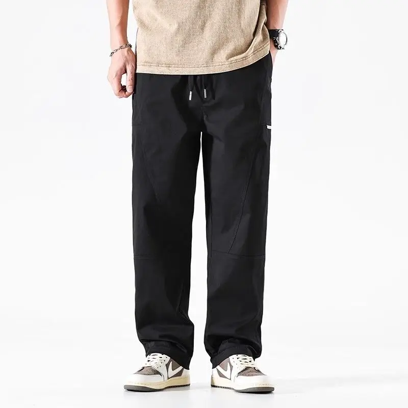 Beige Pants for Men Spring and Autumn Cotton Trendy Versatile Straight Casual Pants American Loose Fashion Trousers