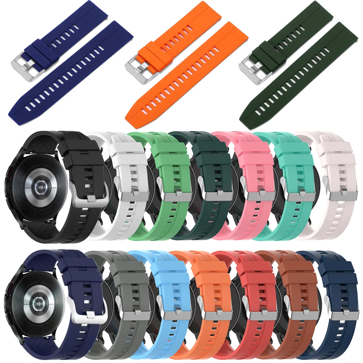 Sport watchbands for Samsung Galaxy watch 7/FE/5/pro/6/4 classic Silicone 20mm 22mm bracelet huawei watch gt 5-4-3-Pro-2-e strap